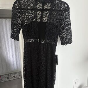 Express Black Lace Long Sleeve Dress